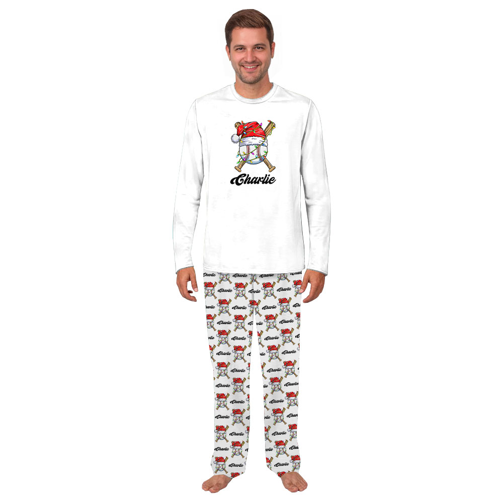 Personalized Name Family Baseball Christmas Pajama Sets