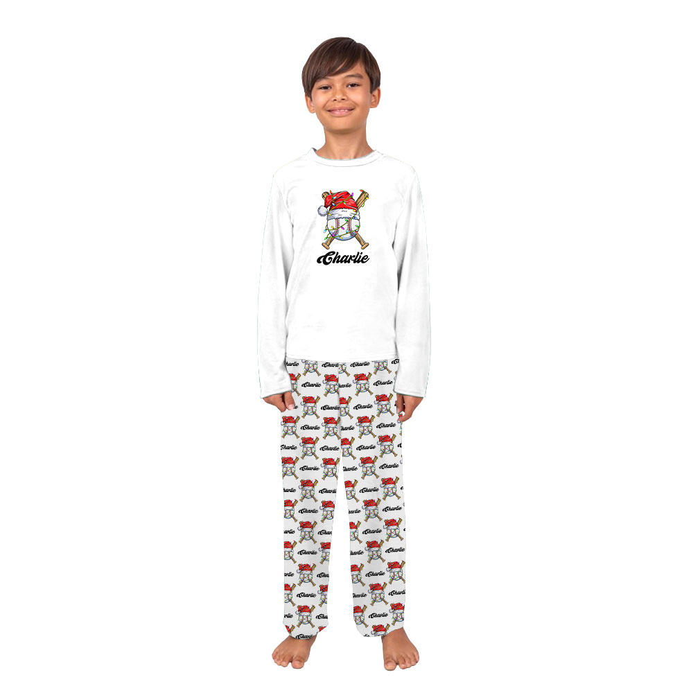 Personalized Name Family Baseball Christmas Pajama Sets