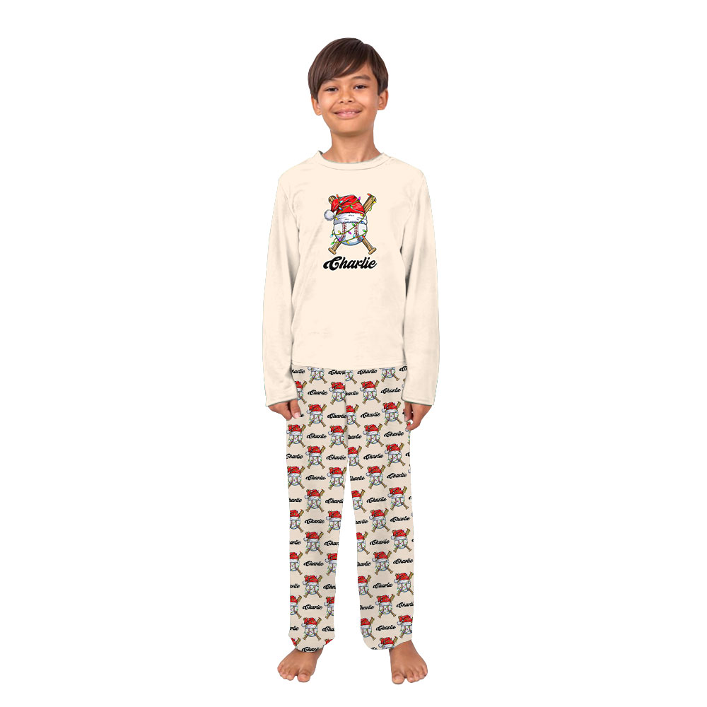 Customized Christmas Baseball Family Pajamas With Name Customized Christmas Baseball Family Pajamas With Name