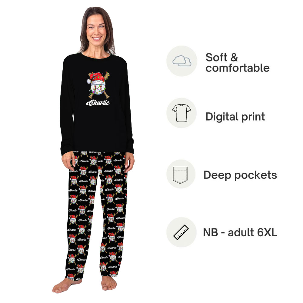 Custom Matching Baseball Christmas PJs With Your Name On Theme Custom Matching Baseball Christmas PJs With Your Name On Theme