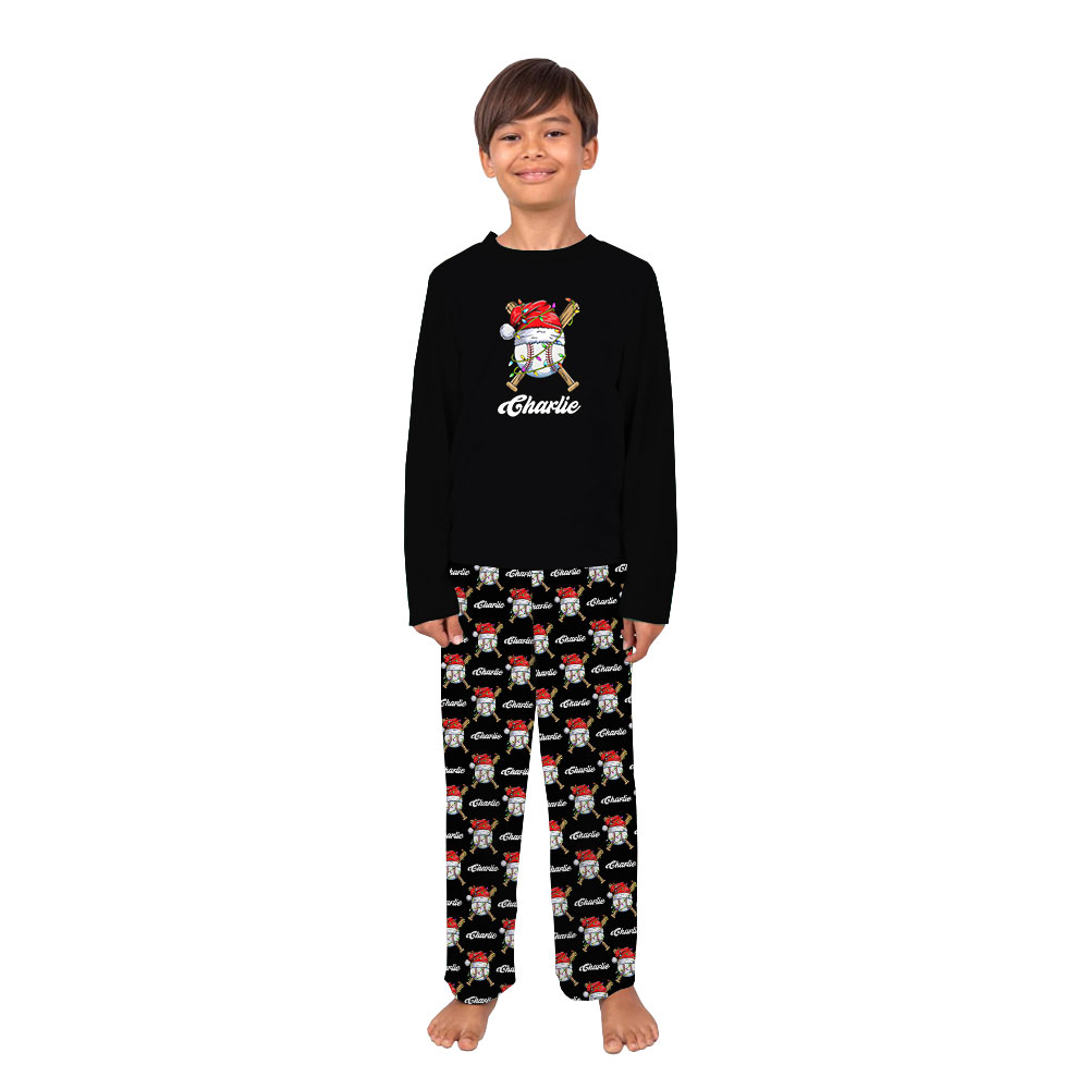 Custom Matching Baseball Christmas PJs With Your Name On Theme Custom Matching Baseball Christmas PJs With Your Name On Theme