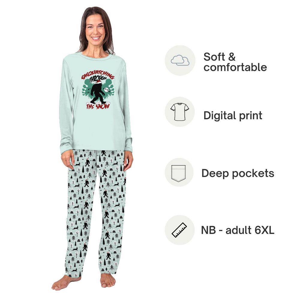 Festive Christmas Bigfoot Pajamas For Men And Women Festive Christmas Bigfoot Pajamas For Men And Women
