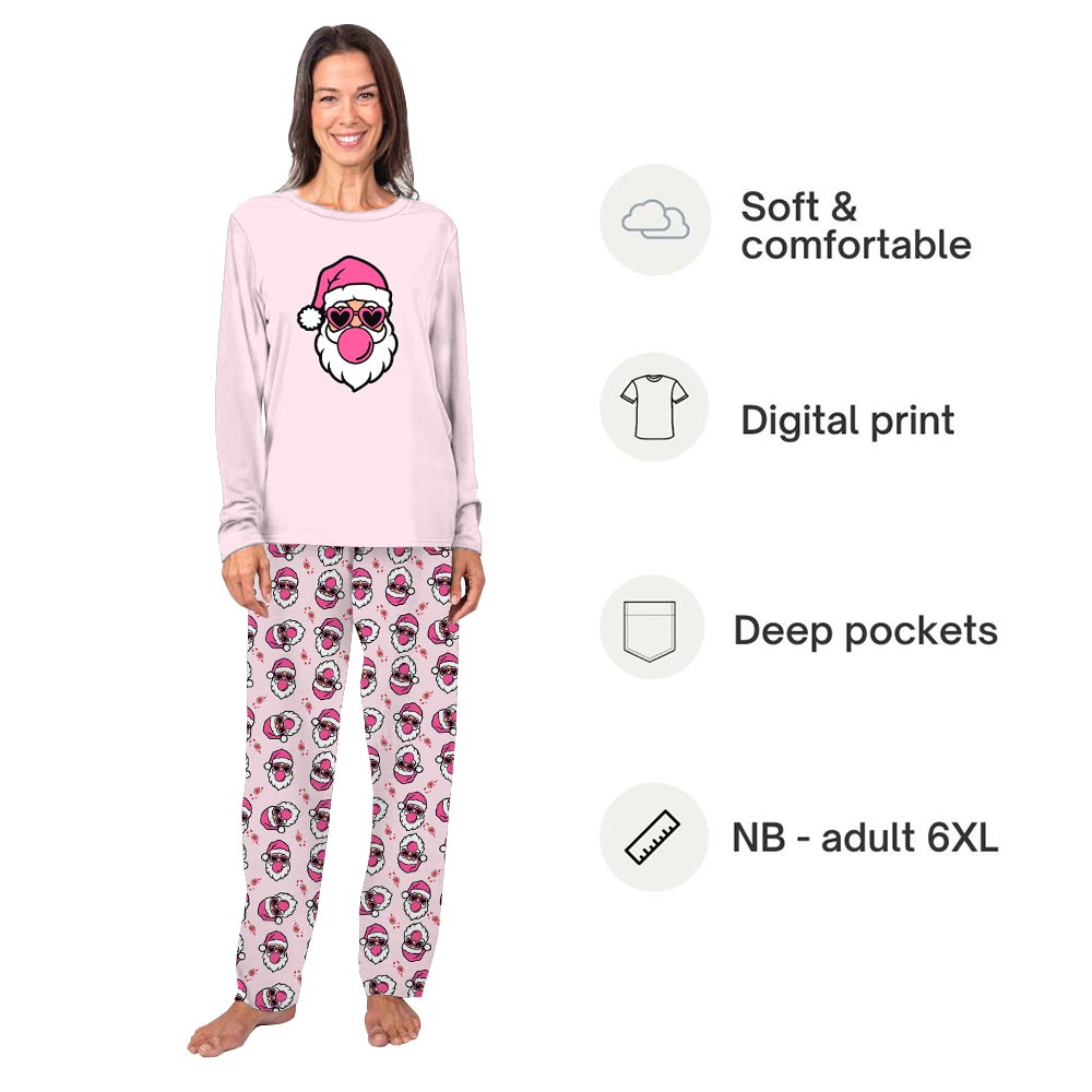 Retro Santa Christmas Blowing Bubble Pajamas For Adults and Kids Retro Santa Christmas Blowing Bubble Pajamas For Adults and Kids