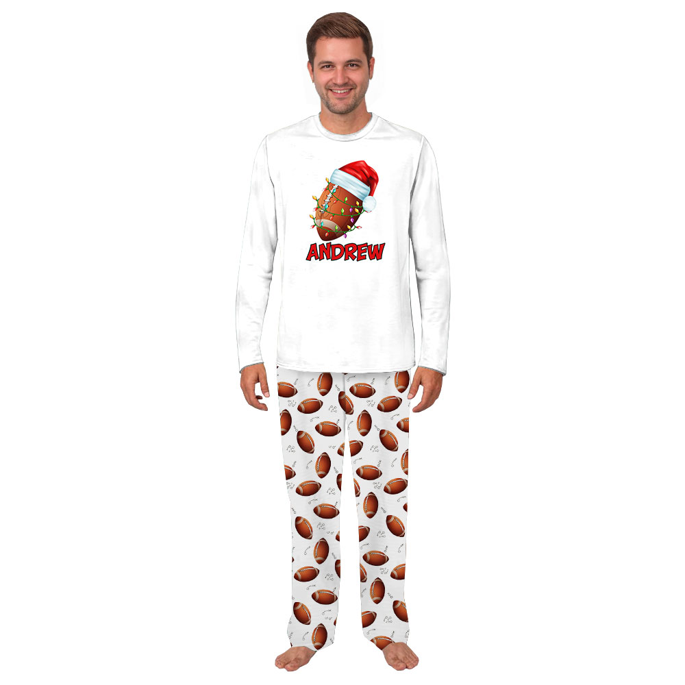 Custom Name Football Theme Christmas PJs For Men Women Custom Name Football Theme Christmas PJs For Men Women