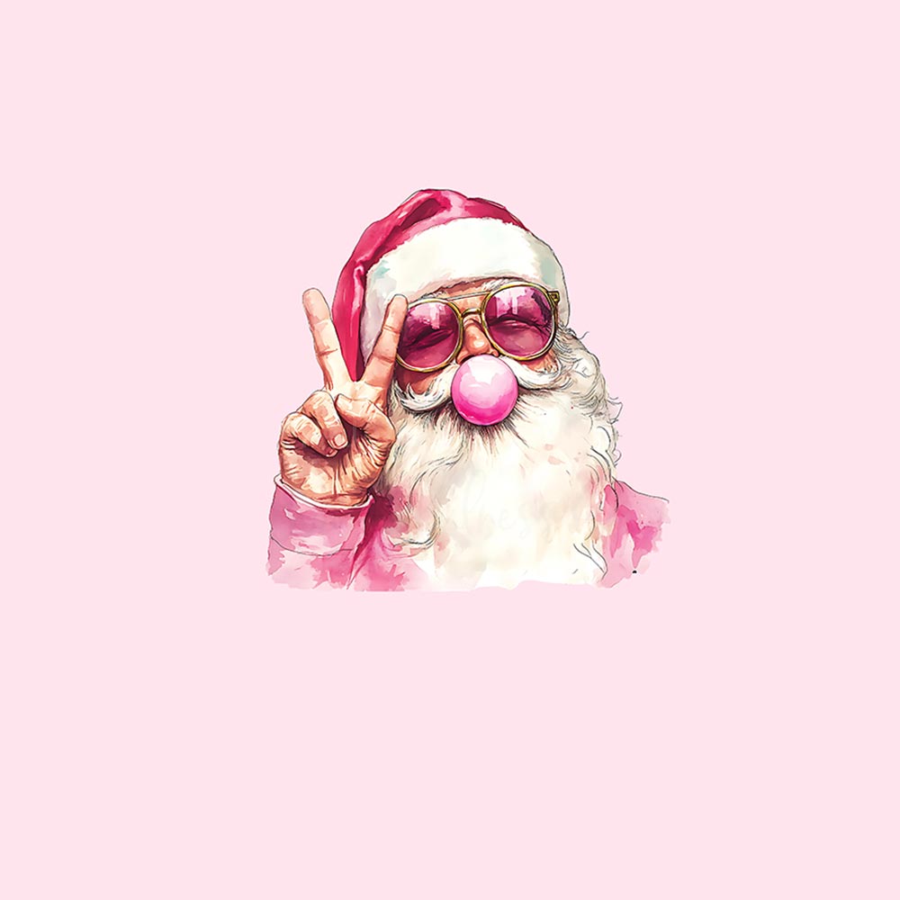 Retro Santa Christmas Blowing Bubble Christmas Pajamas Sets Pink