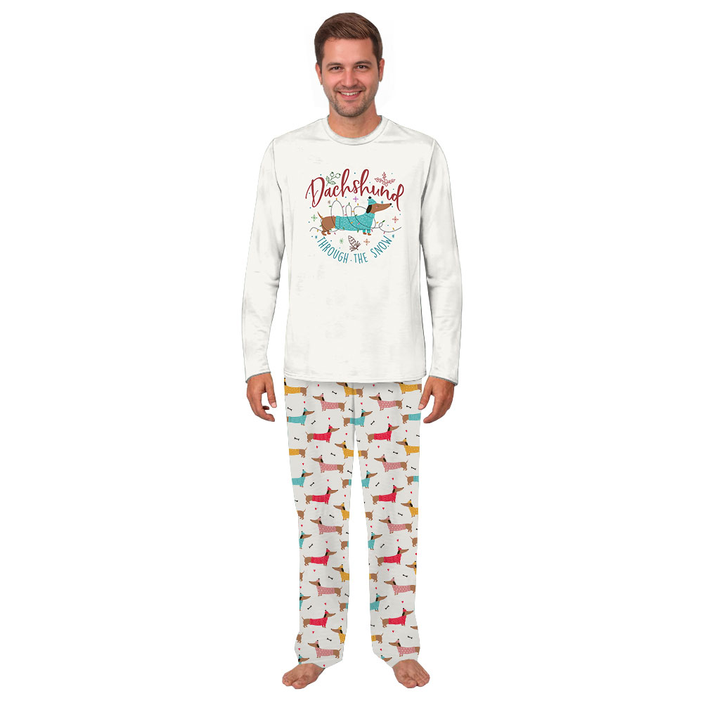 Dachshund Through The Snow Christmas Pajamas Tops And Pants Dachshund Through The Snow Christmas Pajamas Tops And Pants