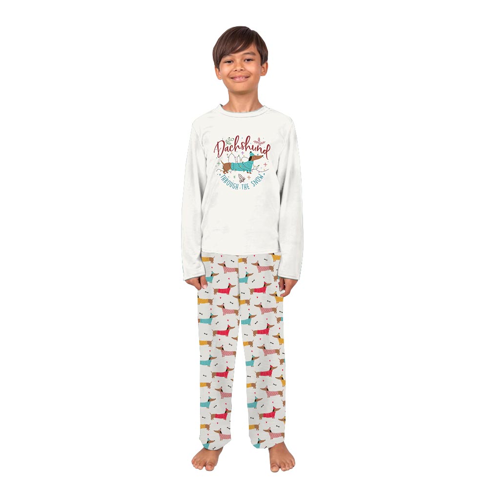 Dachshund Through The Snow Christmas Pajamas Tops And Pants Dachshund Through The Snow Christmas Pajamas Tops And Pants