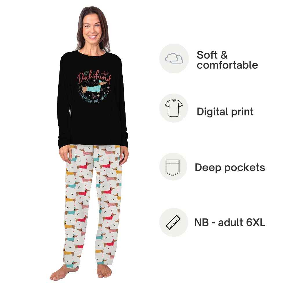 Family Matching Pajamas For Christmas Sayings Dachshund Through The Snow Family Matching Pajamas For Christmas Sayings Dachshund Through The Snow