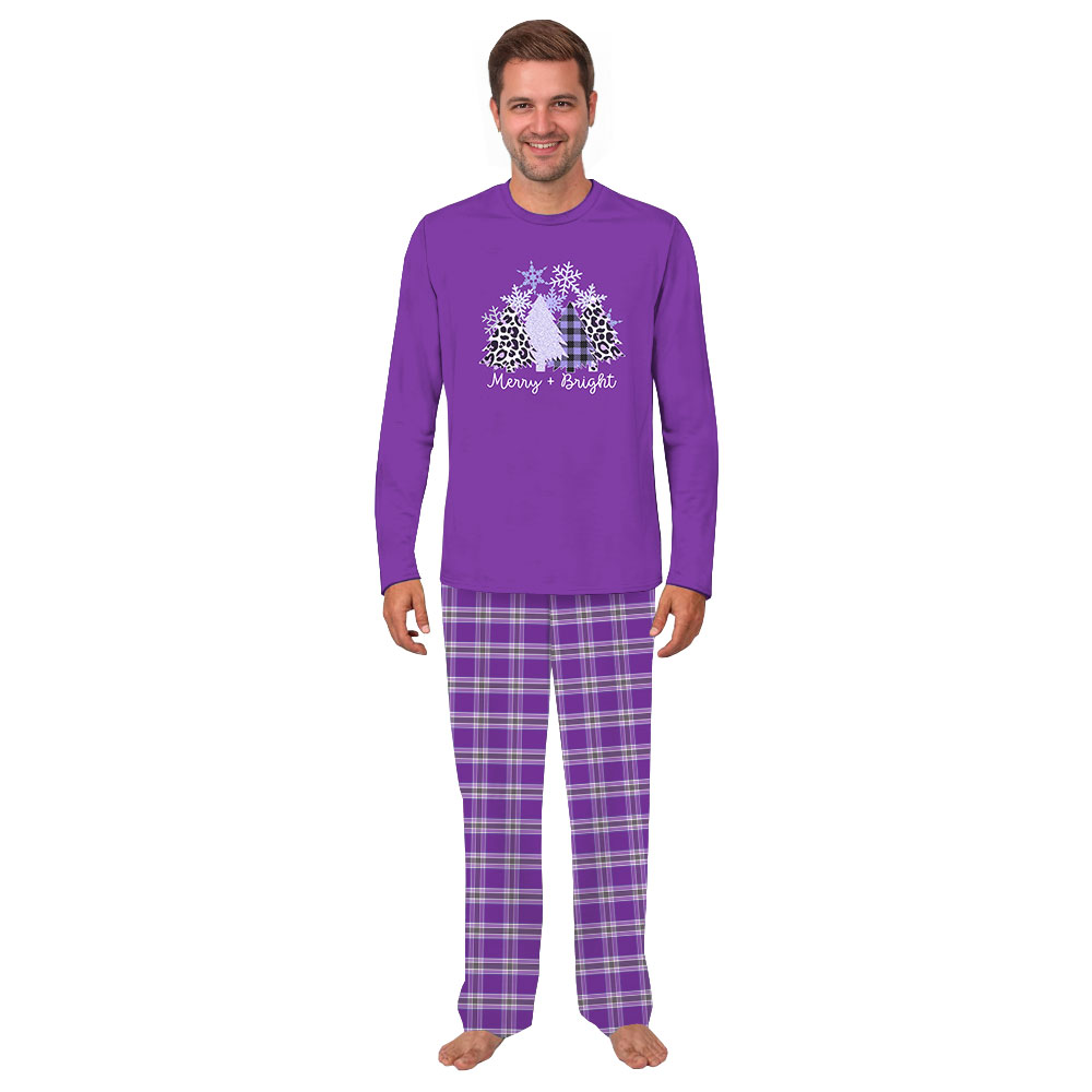 Unique Merry Bright Purple Christmas Pajamas For Family Plaid Unique Merry Bright Purple Christmas Pajamas For Family Plaid
