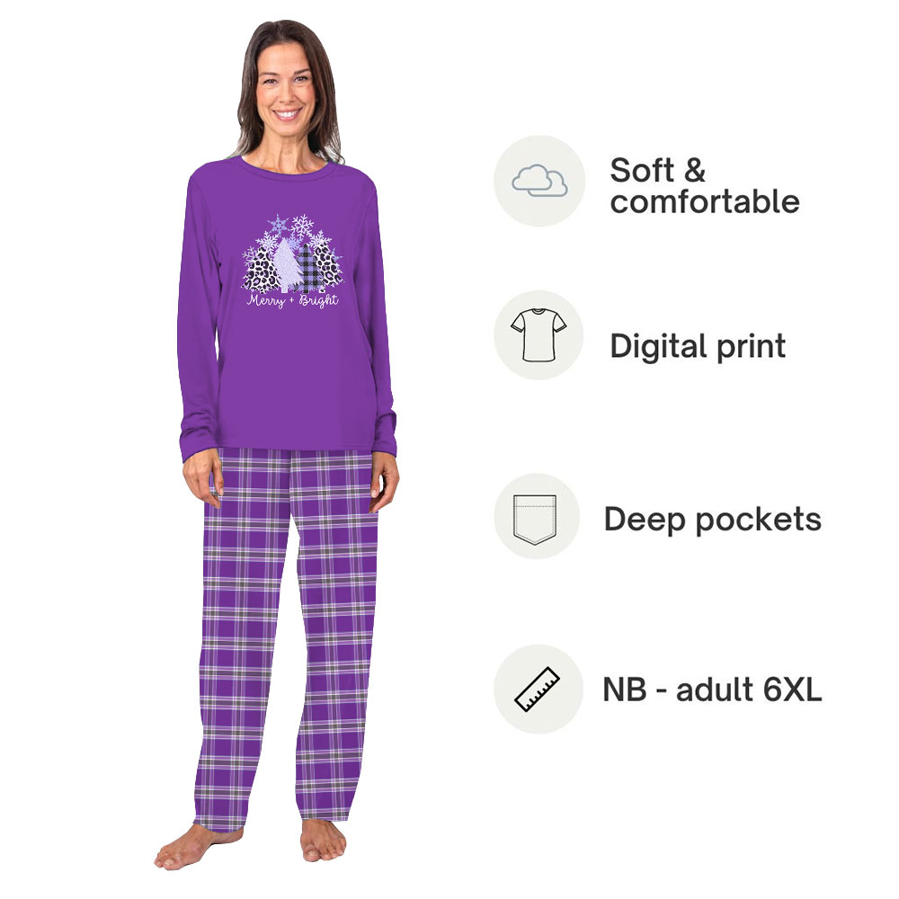 Unique Merry Bright Purple Christmas Pajamas For Family Plaid Unique Merry Bright Purple Christmas Pajamas For Family Plaid