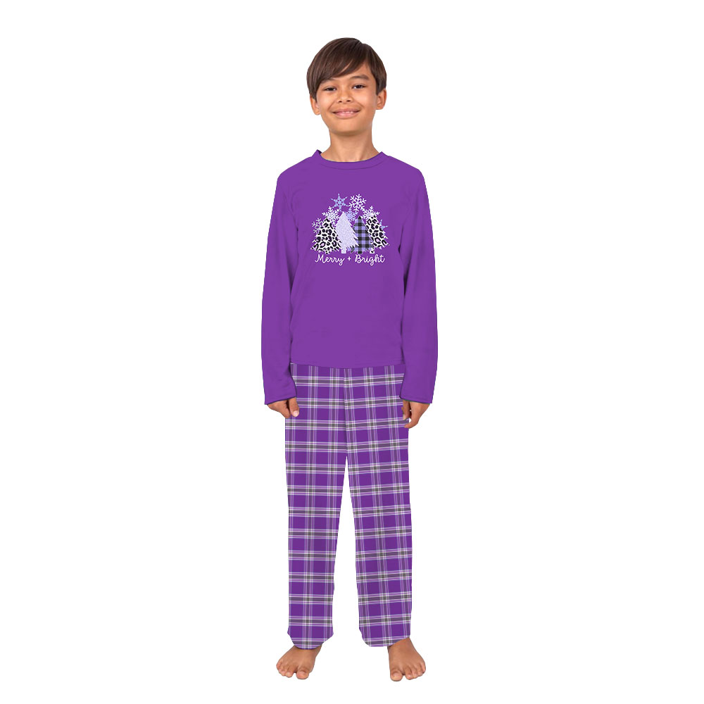 Unique Merry Bright Purple Christmas Pajamas For Family Plaid Unique Merry Bright Purple Christmas Pajamas For Family Plaid