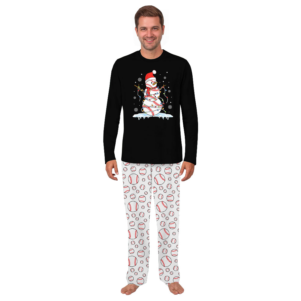 Festive Baseball Snowman Christmas Pajamas For Family Festive Baseball Snowman Christmas Pajamas For Family