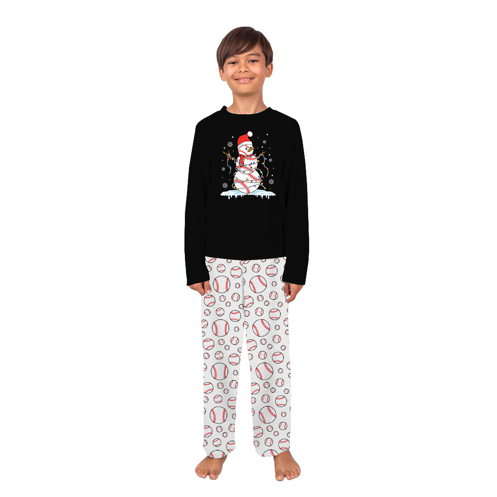Festive Baseball Snowman Christmas Pajamas For Family Festive Baseball Snowman Christmas Pajamas For Family
