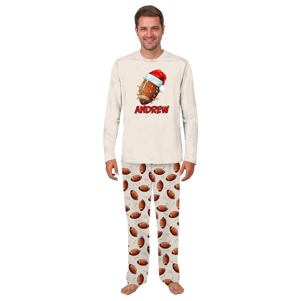 Festive Personalized Name Matching Family Football Pajamas Festive Personalized Name Matching Family Football Pajamas