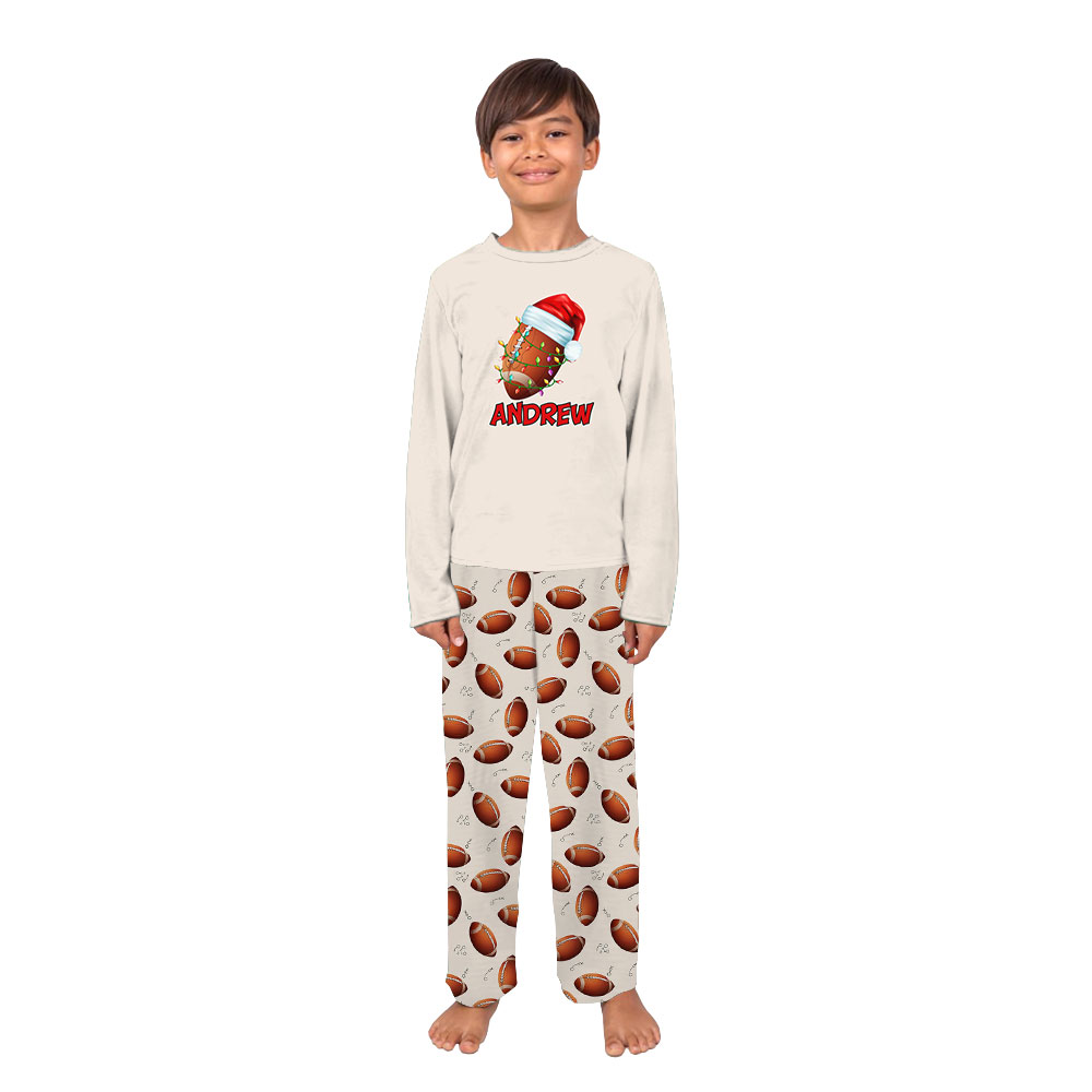 Festive Personalized Name Matching Family Football Pajamas Festive Personalized Name Matching Family Football Pajamas