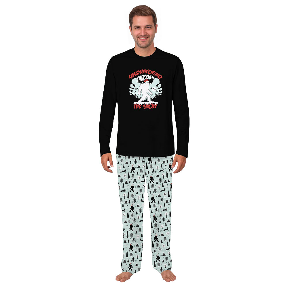 Funny Sasquatching Through The Snow BigFoot Christmas Pajamas
