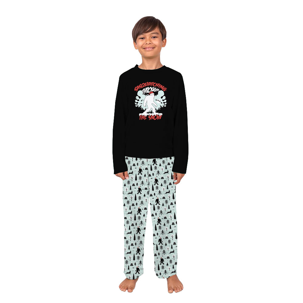 Funny Sasquatching Through The Snow BigFoot Christmas Pajamas