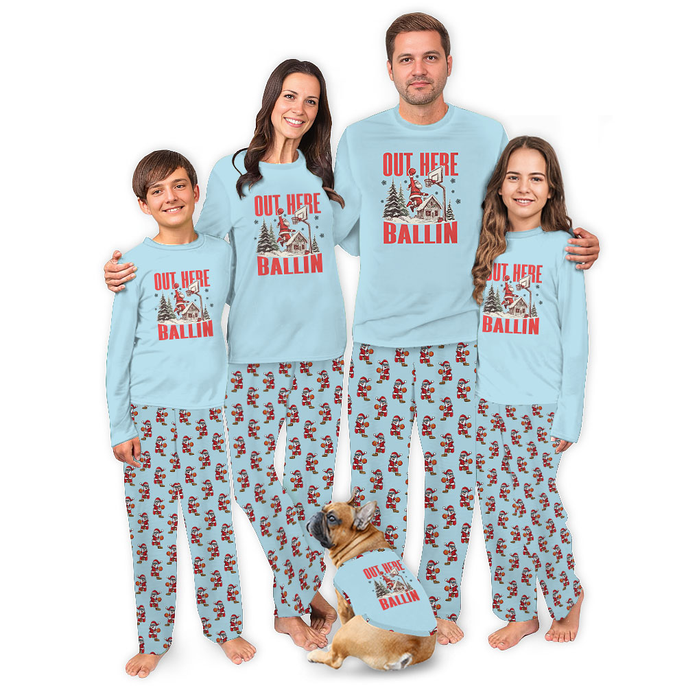 Out Here Ballin Basketball Christmas Pajamas Tops And Pants Out Here Ballin Basketball Christmas Pajamas Tops And Pants