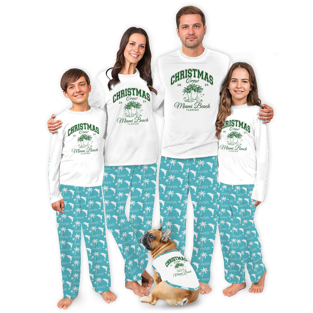 Customizable Family Crew 2024 Florida Christmas Pajamas With Tropical Theme