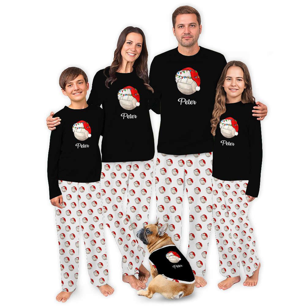 Volleyball Custom Family Name Matching Family Pajamas For Christmas