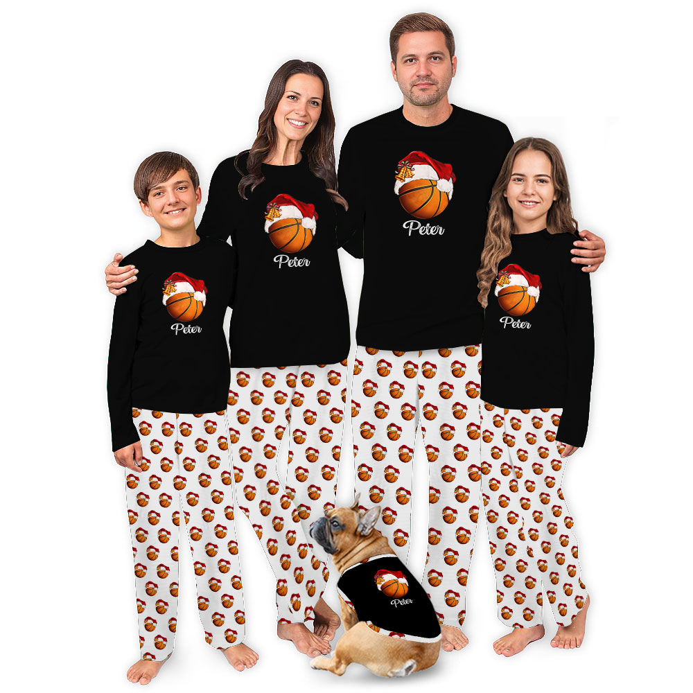 Basketball Custom Name Family Holiday Pajamas Basketball Custom Name Family Holiday Pajamas