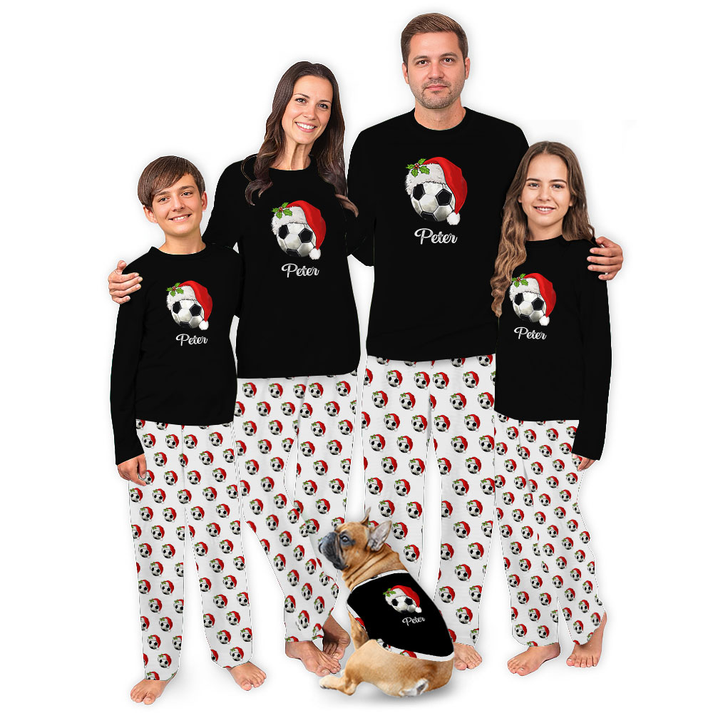 Personalized Text Soccer Matching Dog And Owner Holiday Pajamas Personalized Text Soccer Matching Dog And Owner Holiday Pajamas