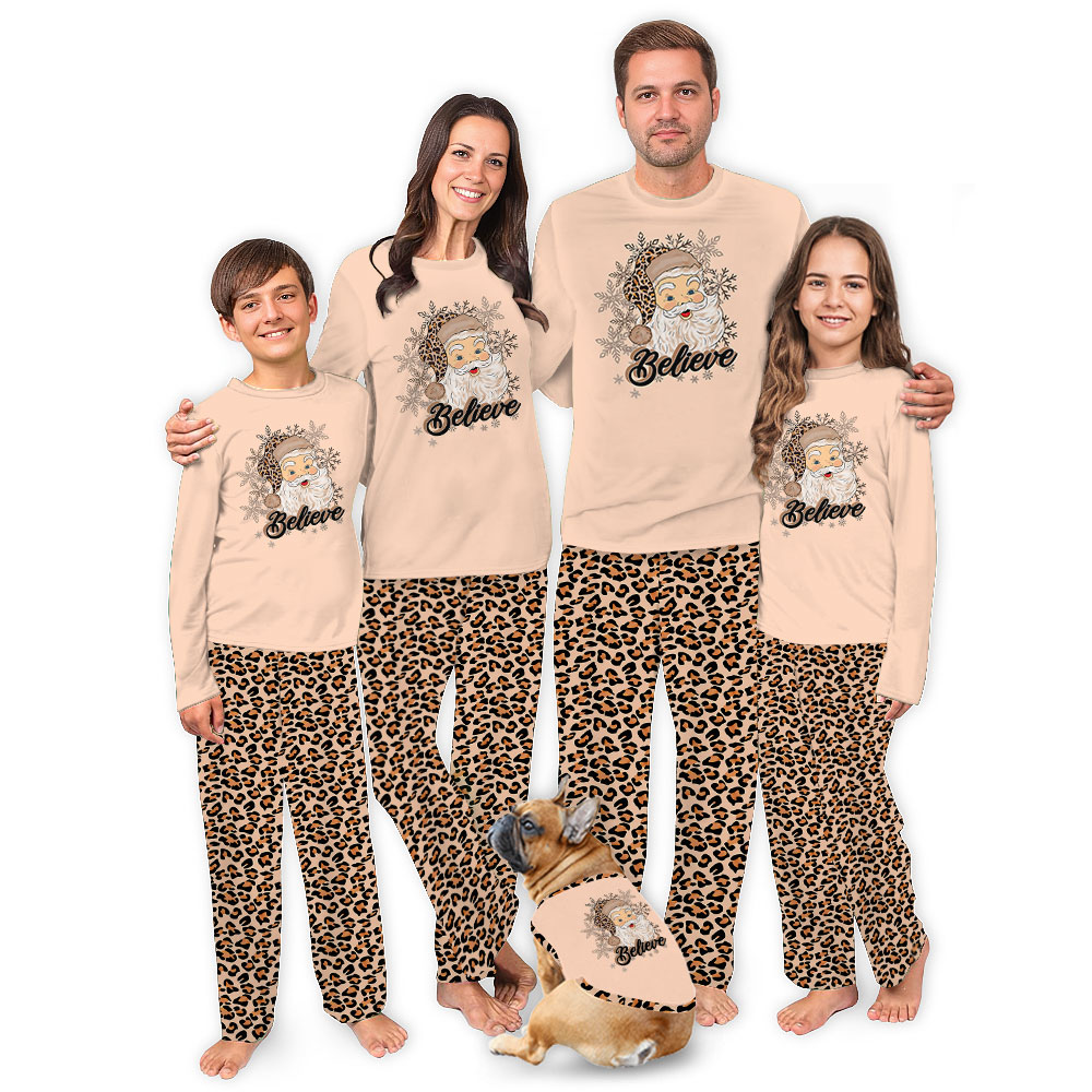 Leopard Santa Pajamas For Adults and Kids Leopard Santa Pajamas For Adults and Kids