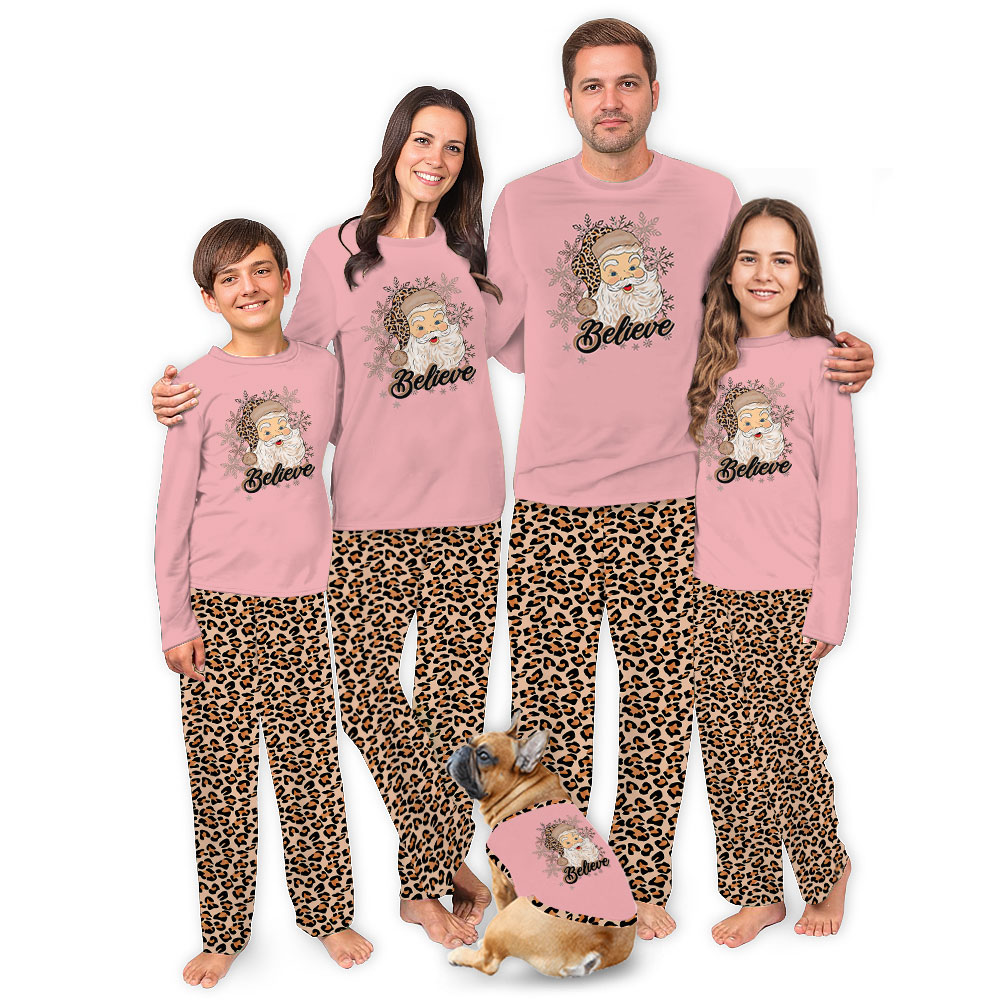 Leopard Santa Christmas Matching Dog And Owner Holiday Pajamas Leopard Santa Christmas Matching Dog And Owner Holiday Pajamas