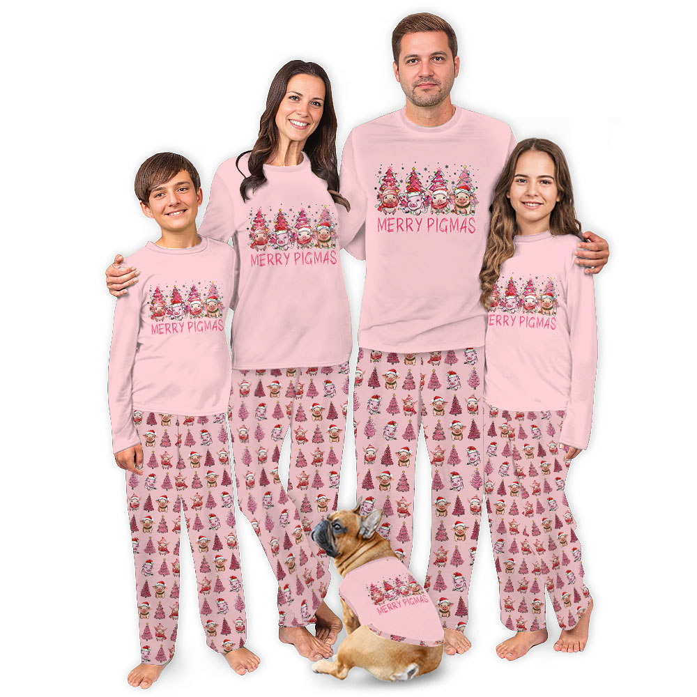 Merry Pigmas Christmas Pajamas Sets Pink Merry Pigmas Christmas Pajamas Sets Pink