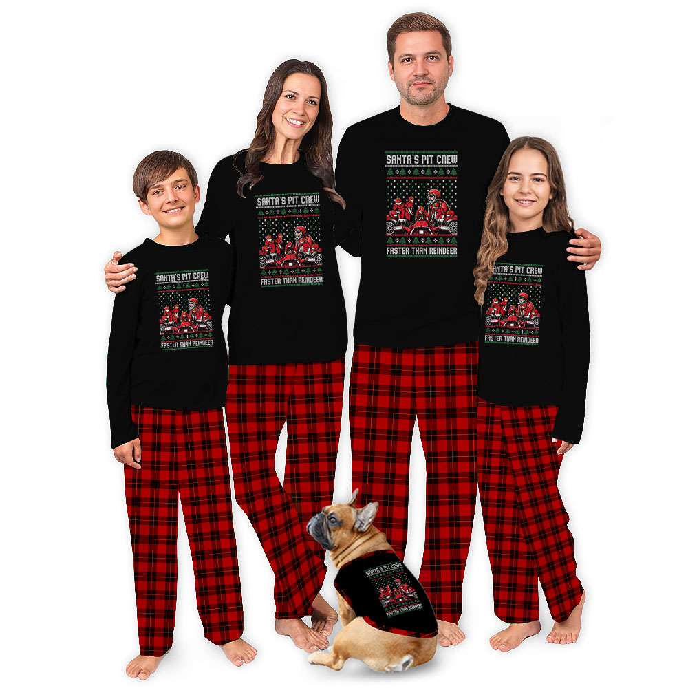 Santa Christmas Race Crew Pit Matching Dog And Owner Holiday Pajamas Santa Christmas Race Crew Pit Matching Dog And Owner Holiday Pajamas