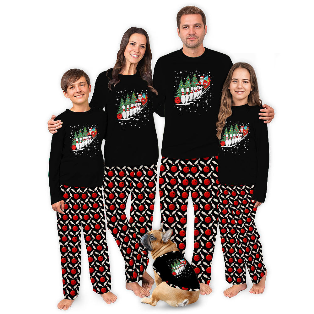 Snow Bowling Christmas Pajamas For Adults and Kids