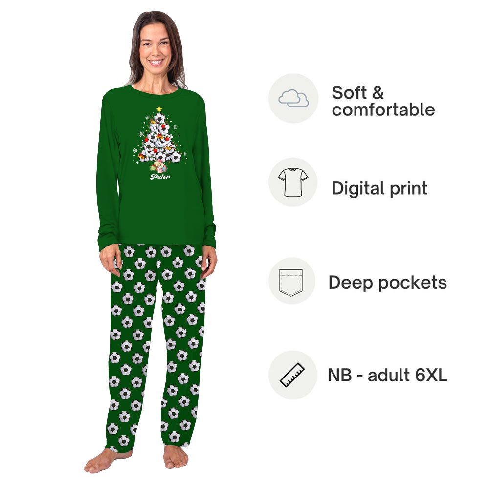 Custom Name Soccer Christmas Pajamas Sets Green Custom Name Soccer Christmas Pajamas Sets Green