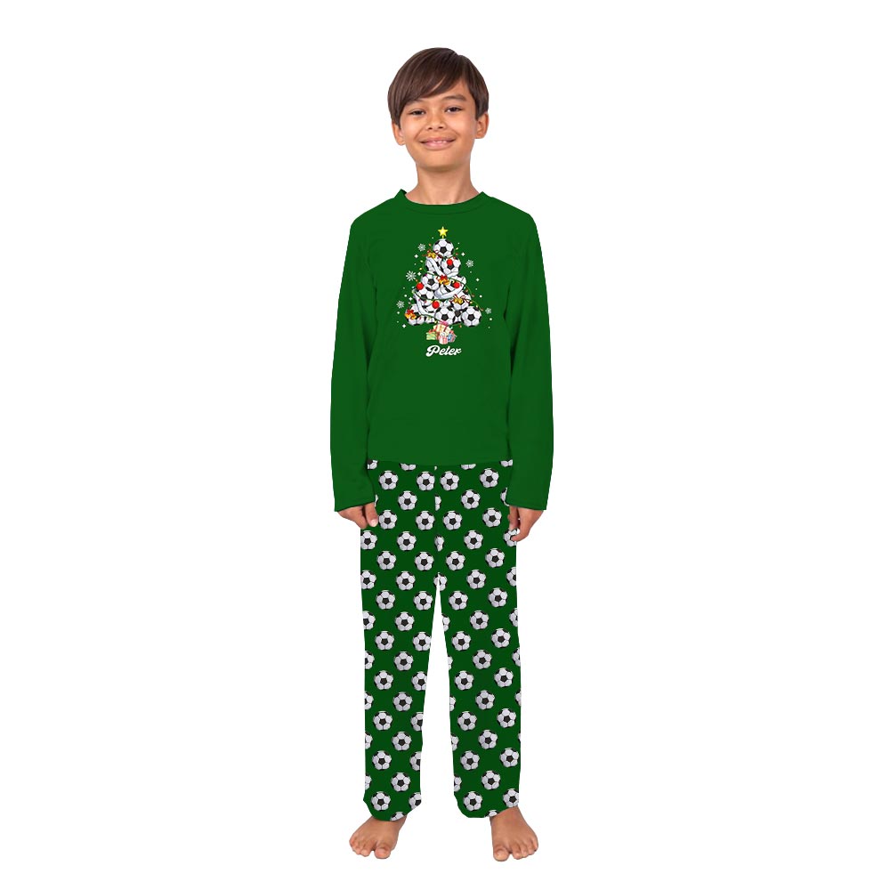 Custom Name Soccer Christmas Pajamas Sets Green Custom Name Soccer Christmas Pajamas Sets Green