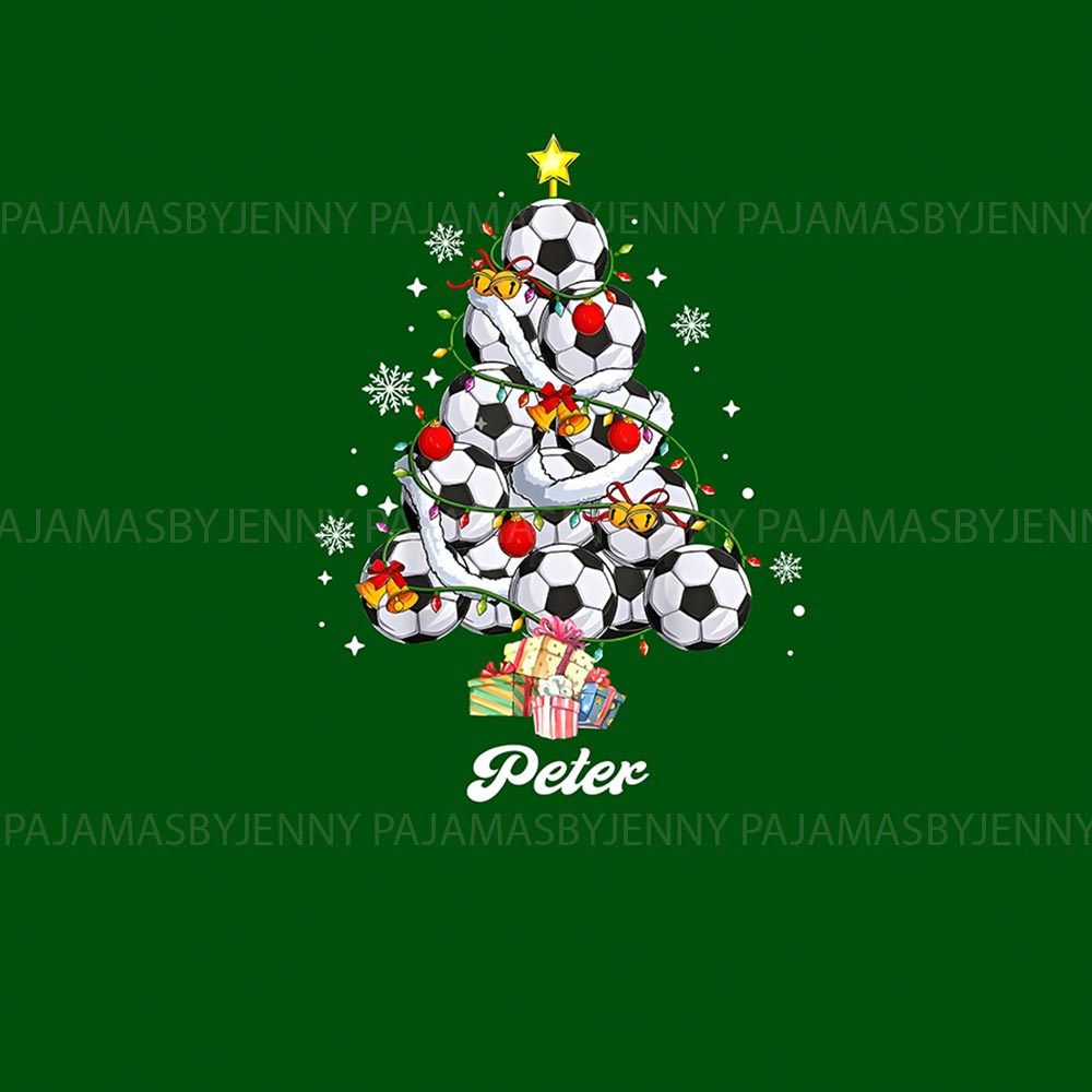 Custom Name Soccer Christmas Pajamas Sets Green Custom Name Soccer Christmas Pajamas Sets Green