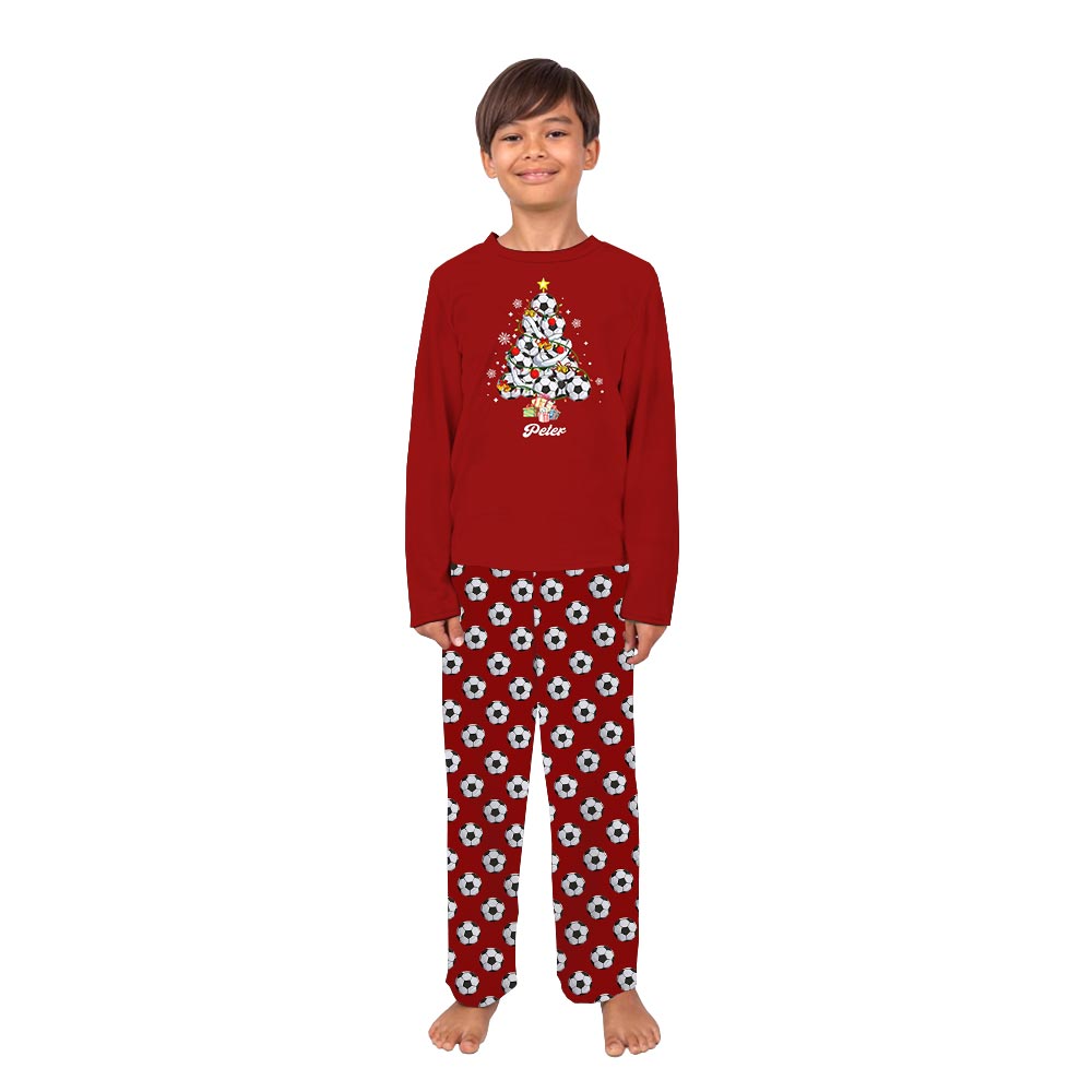 Festive Customizable Soccer Family Matching Pajamas With Dog Festive Customizable Soccer Family Matching Pajamas With Dog