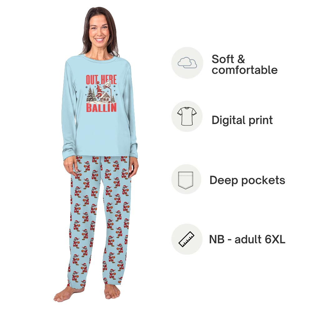 Out Here Ballin Basketball Christmas Pajamas Tops And Pants Out Here Ballin Basketball Christmas Pajamas Tops And Pants