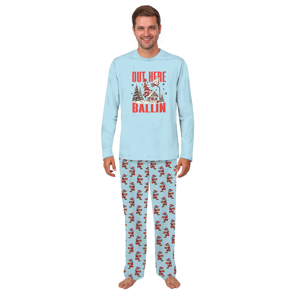 Out Here Ballin Basketball Christmas Pajamas Tops And Pants Out Here Ballin Basketball Christmas Pajamas Tops And Pants