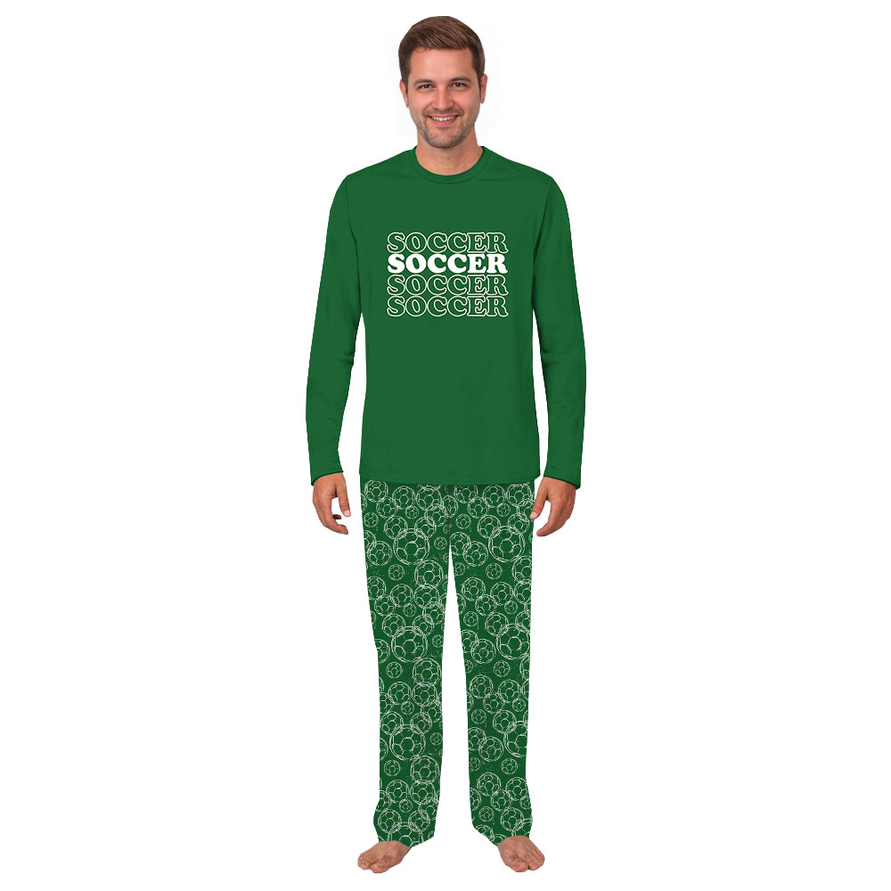 Festive Soccer Pajama Sets For Men And Women Green Festive Soccer Pajama Sets For Men And Women Green