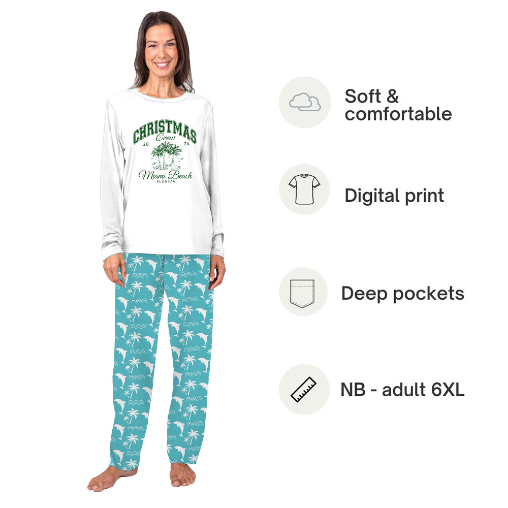 Customizable Family Crew 2024 Florida Christmas Pajamas With Tropical Theme