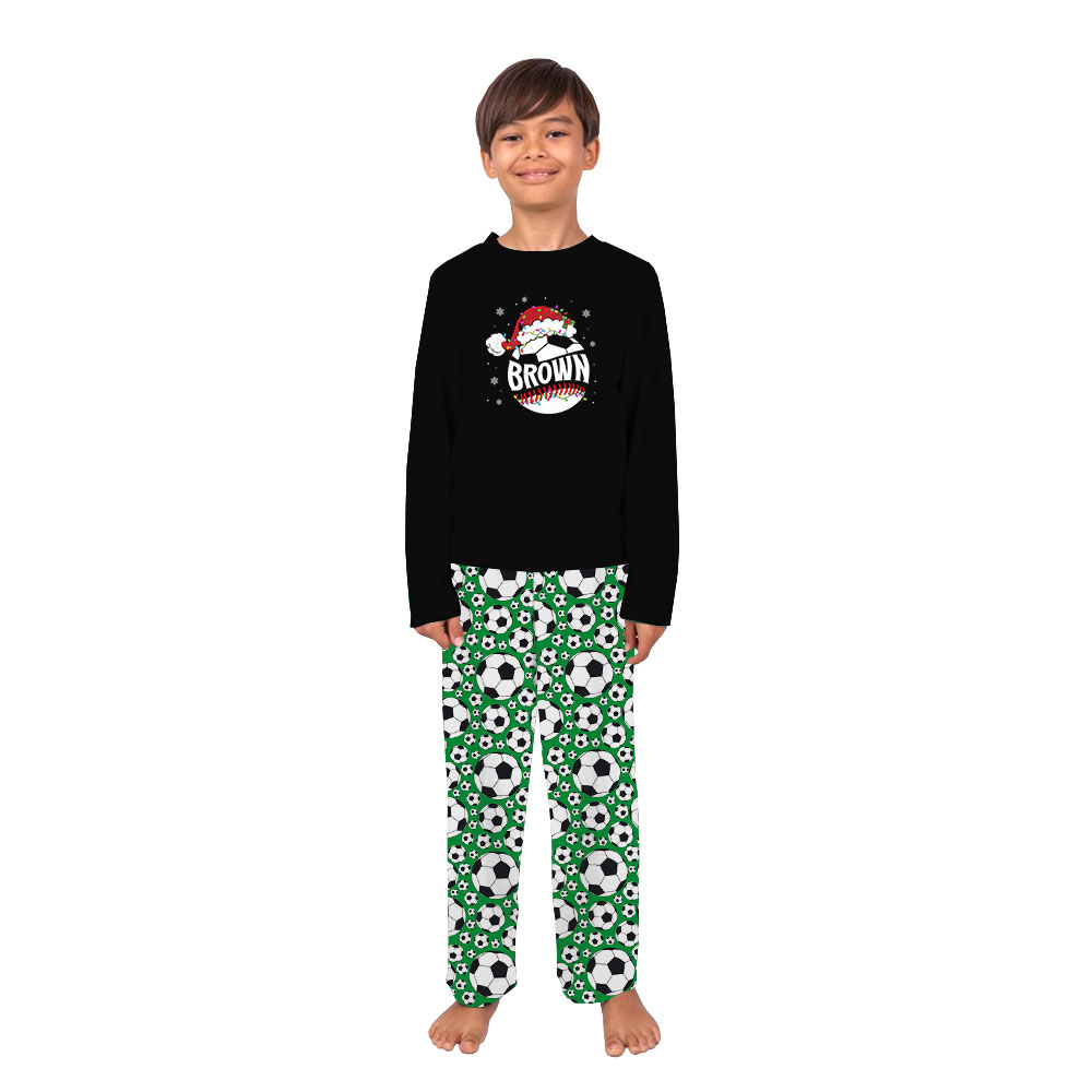 Custom Name Christmas Soccer Pajama Sets Green Black Custom Name Christmas Soccer Pajama Sets Green Black