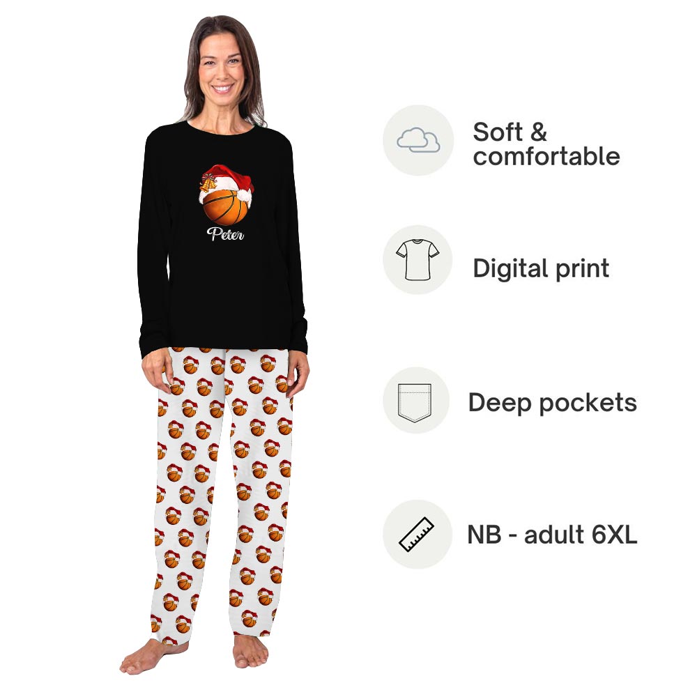 Basketball Custom Name Family Holiday Pajamas Basketball Custom Name Family Holiday Pajamas