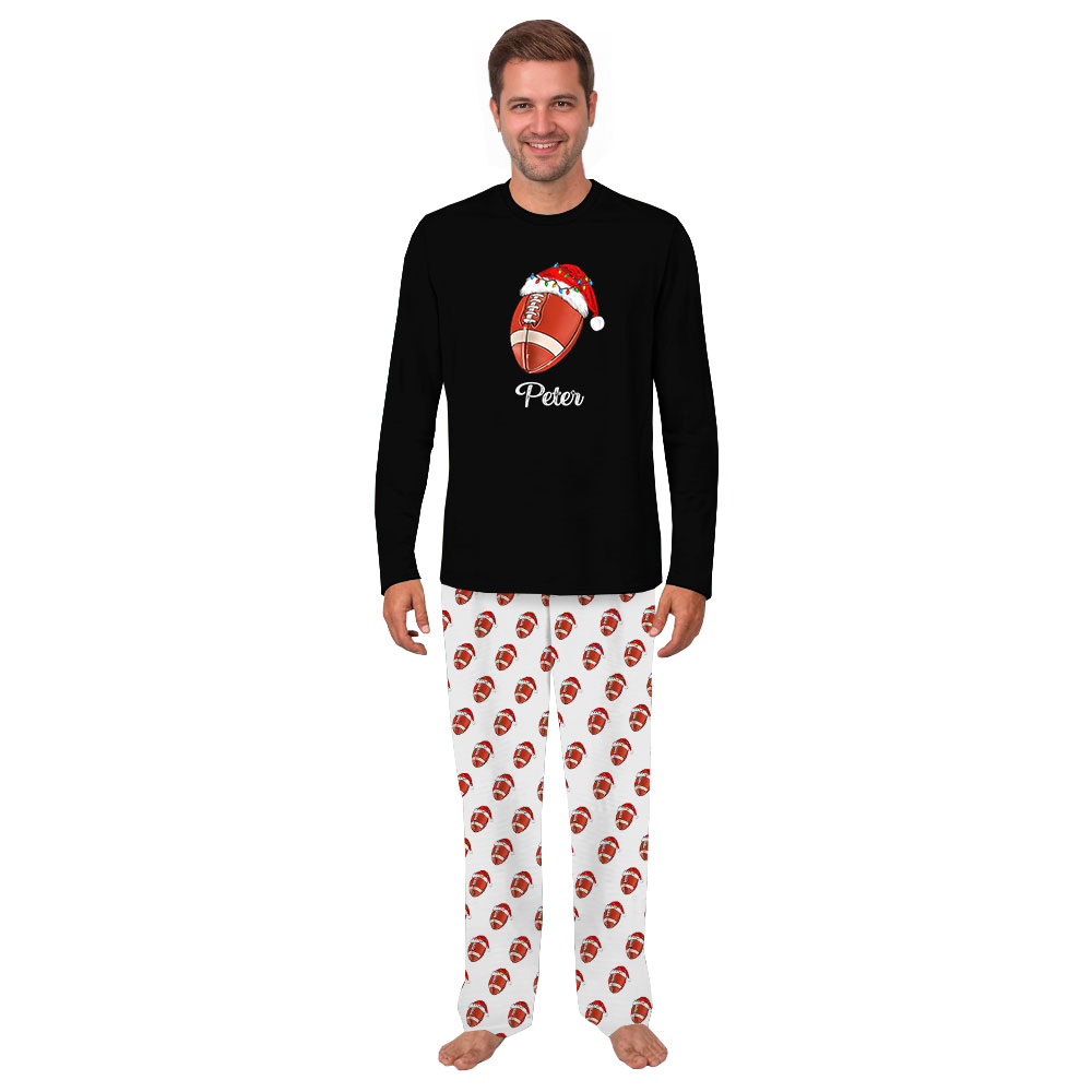 Personalized Name America Football Christmas Pajamas Tops And Pants Personalized Name America Football Christmas Pajamas Tops And Pants