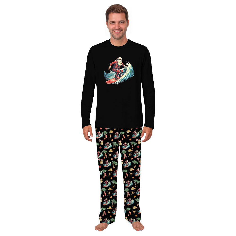 Tropical Themed Christmas Surfing Santa Pajamas