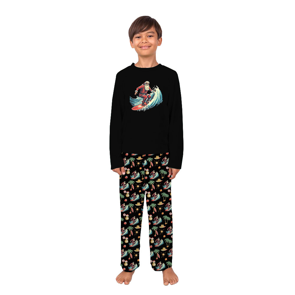 Tropical Themed Christmas Surfing Santa Pajamas