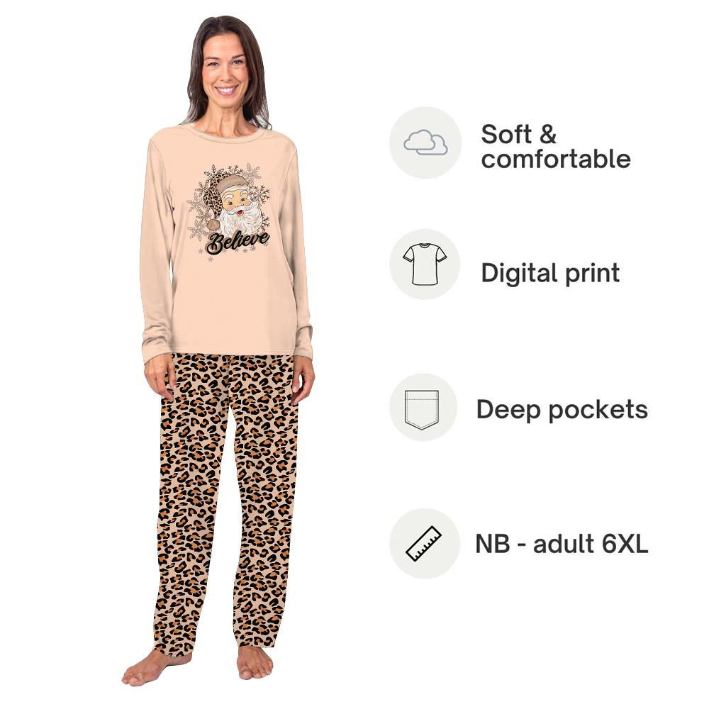 Leopard Santa Pajamas For Adults and Kids Leopard Santa Pajamas For Adults and Kids