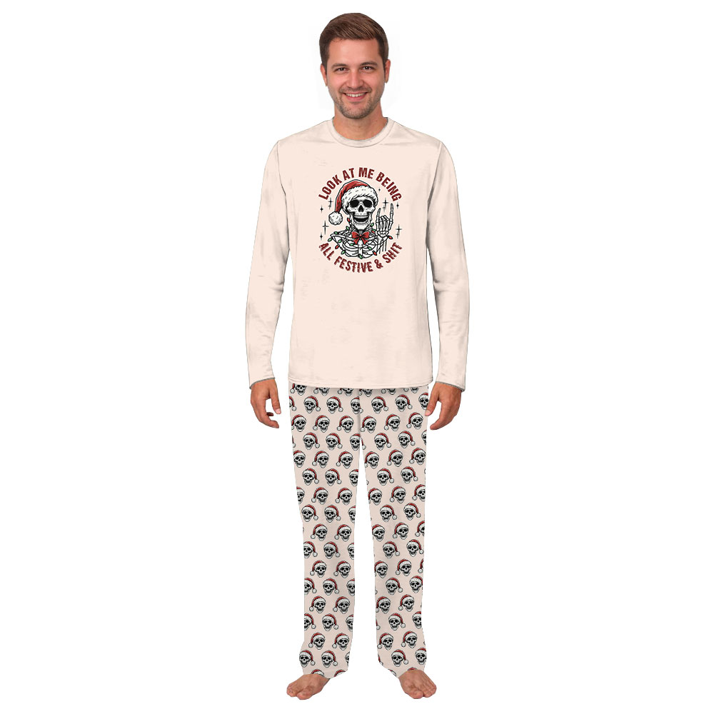 Funny Skeleton Family Matching Pajamas With Dog Funny Skeleton Family Matching Pajamas With Dog