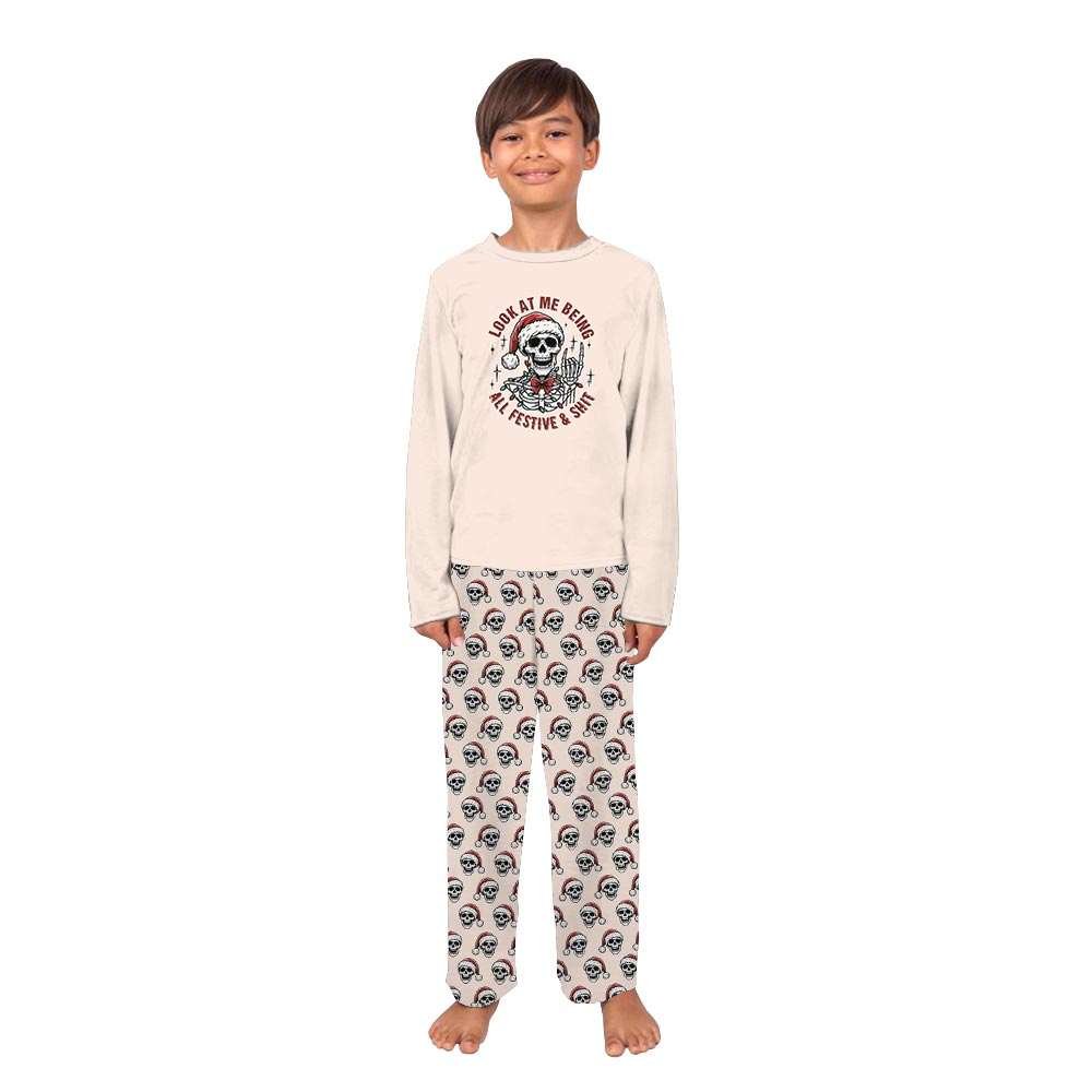 Funny Skeleton Family Matching Pajamas With Dog Funny Skeleton Family Matching Pajamas With Dog