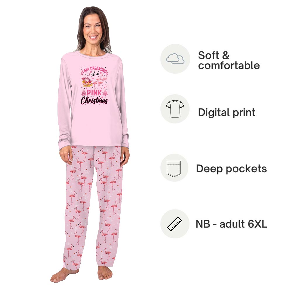 Dreaming Of A Pink Christmas Flamingo Pajamas For Adults and Kids Dreaming Of A Pink Christmas Flamingo Pajamas For Adults and Kids