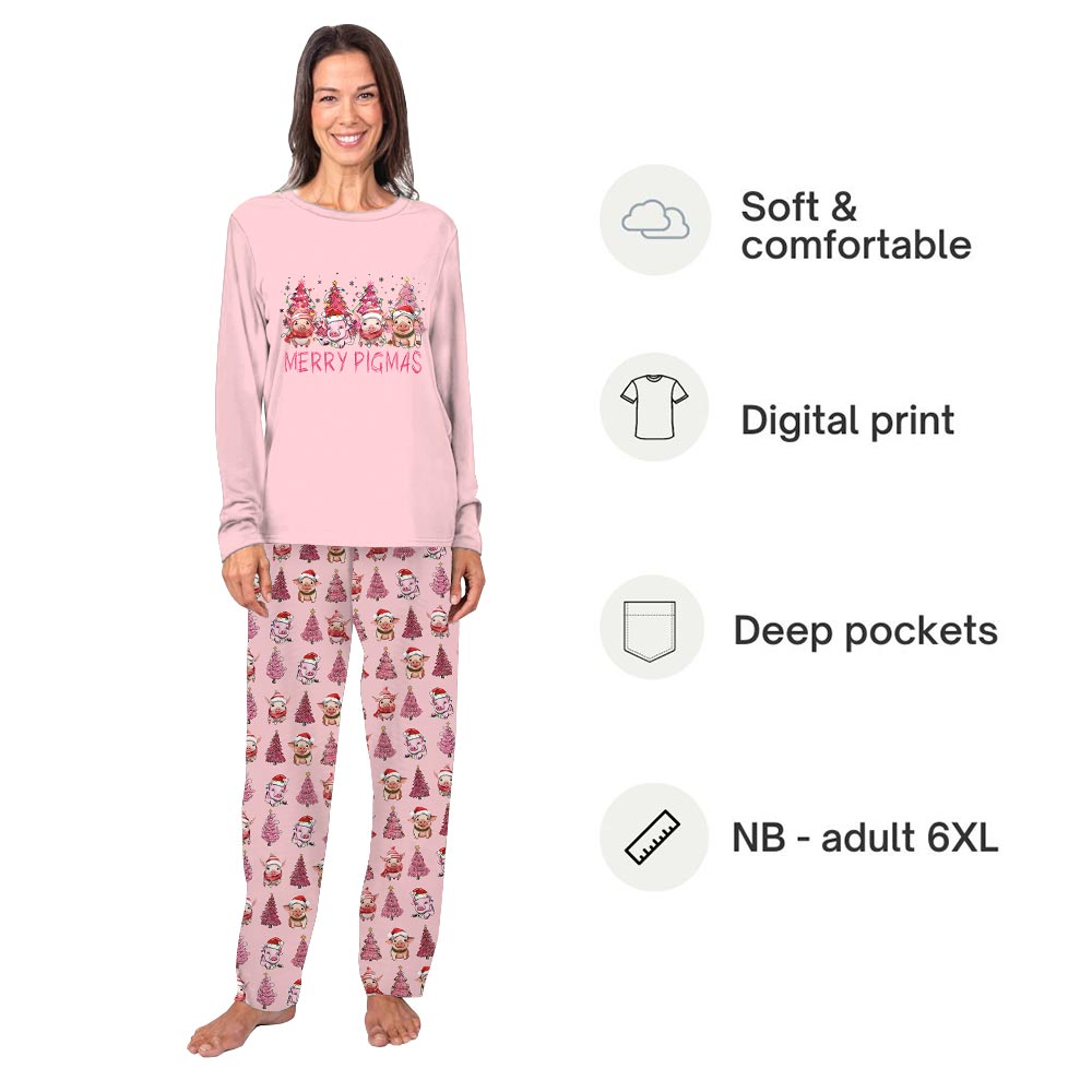 Merry Pigmas Christmas Pajamas Sets Pink Merry Pigmas Christmas Pajamas Sets Pink