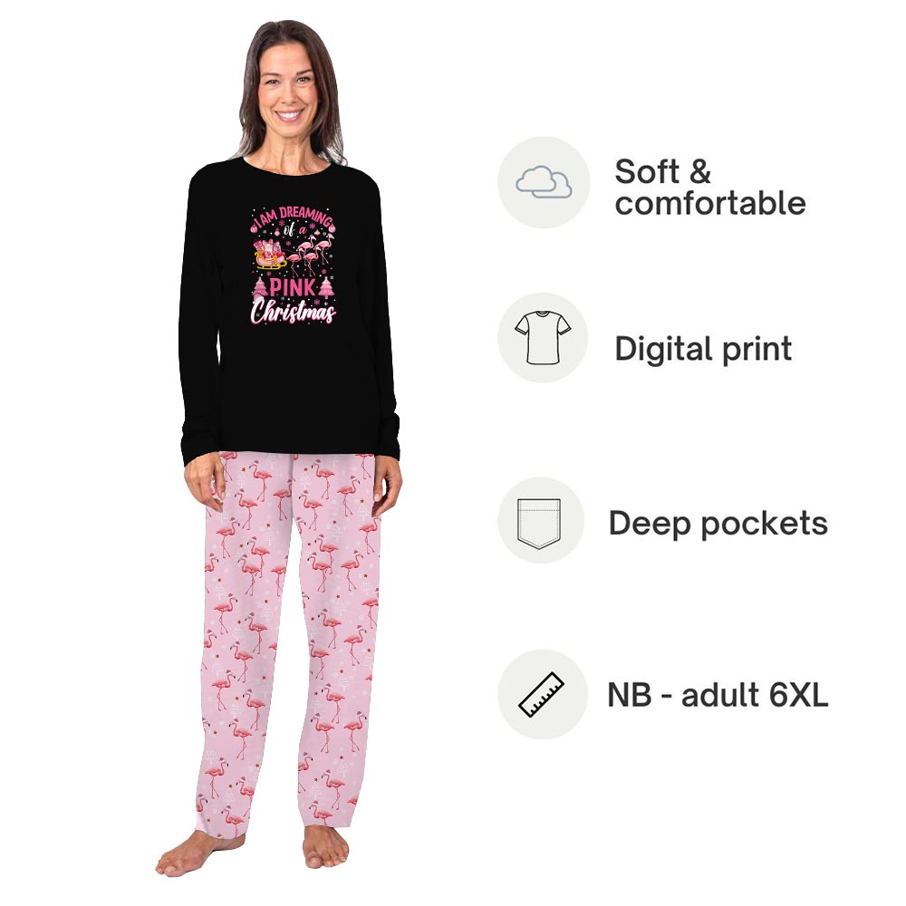 Flamingo Dreaming Of A Pink Christmas Family Matching Pajamas With Dog Flamingo Dreaming Of A Pink Christmas Family Matching Pajamas With Dog